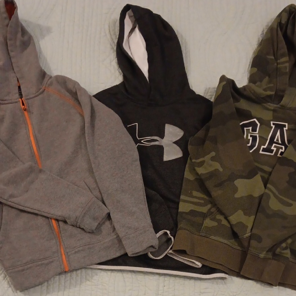 Kids Hoodie Trio - Gray, Black, and Camouflage
